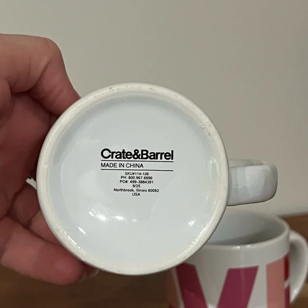 Set of 2 Crate & Barrel LOVE Mugs